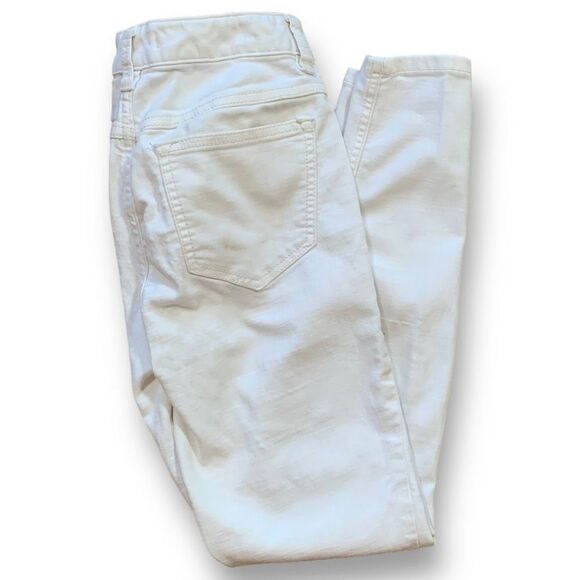 Free People Jeans Skinny Distressed White Denim Midrise Cropped - Picture 3 of 7